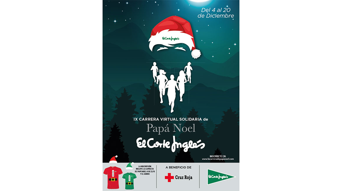 La Carrera Solidaria de Papá Noel El Corte Inglés 2020 se celebrará de forma virtual y será a beneficio de Cruz Roja